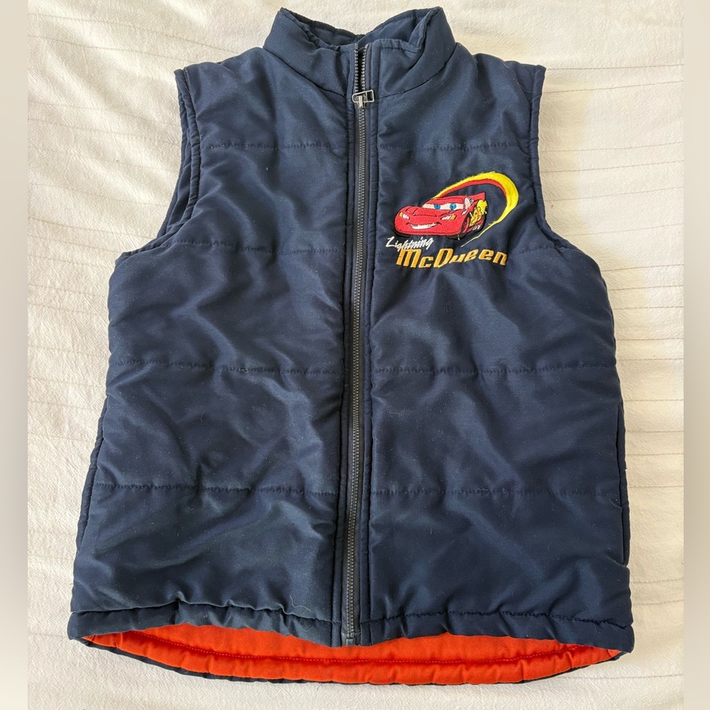 Disney Pixar Cars‎ Lightening McQueen 95 Vest Navy Blue Full Zip Kids Size 5